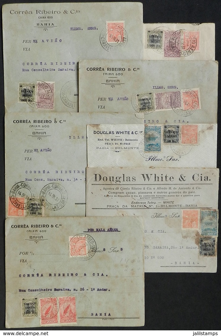 BRAZIL: 7 Covers Posted By Airmail Between 1931 And 1932, Interesting Range Of Postages, Postmarks And Destinations, Low - Andere & Zonder Classificatie