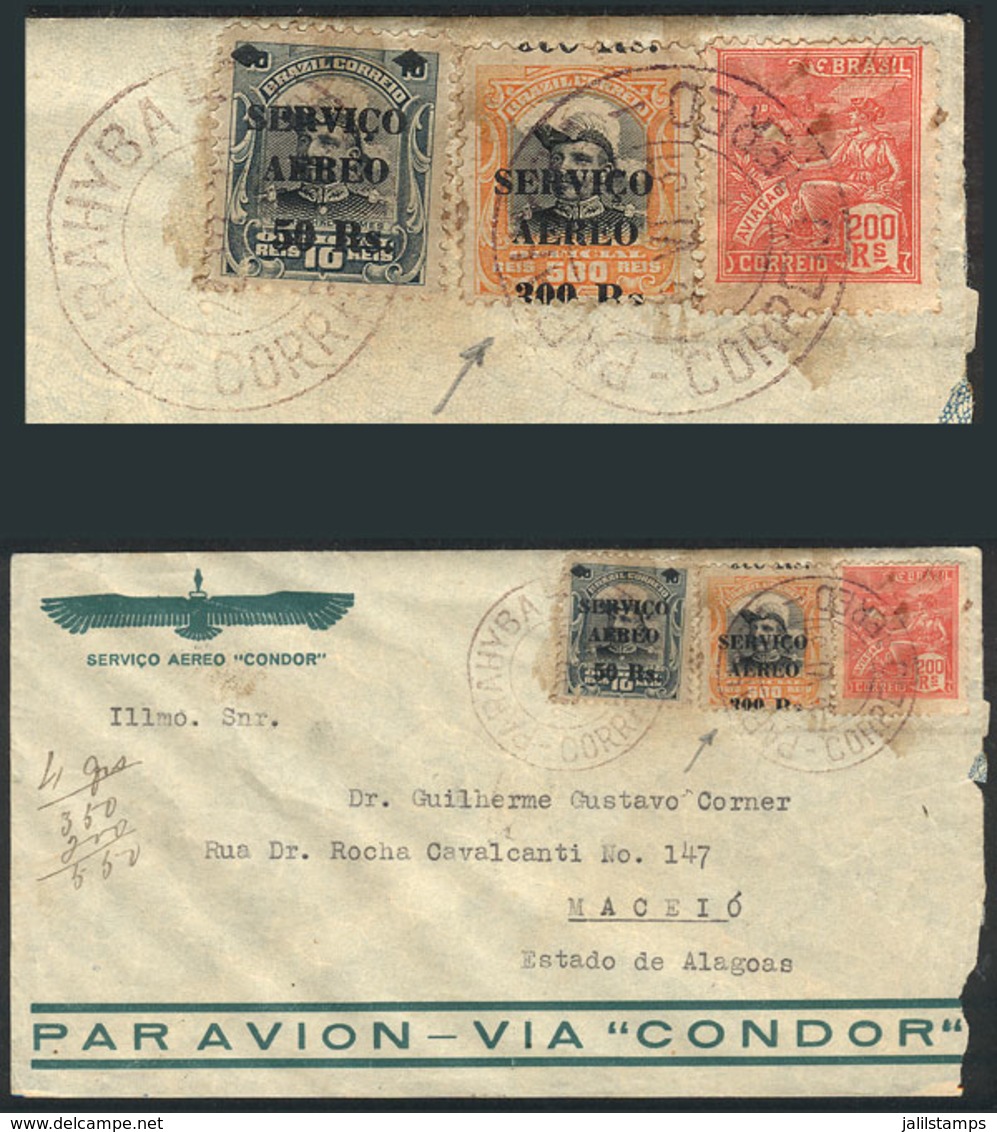 BRAZIL: Airmail Cover Sent From Parahyba To Maceio On 23/JUN/1931, The 300Rs. Stamp With VARIETY: Overprint With Downwar - Otros & Sin Clasificación