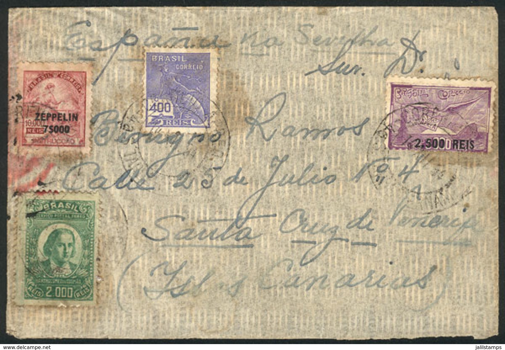 BRAZIL: Airmail Cover Sent From Pernambuco To Santa Cruz De Tenerife (Spain) On 14/DE/1934 With Nice Postage! - Autres & Non Classés