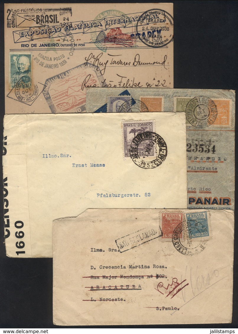 BRAZIL: 4 Covers Used Between 1938 And 1949, Interesting! - Other & Unclassified