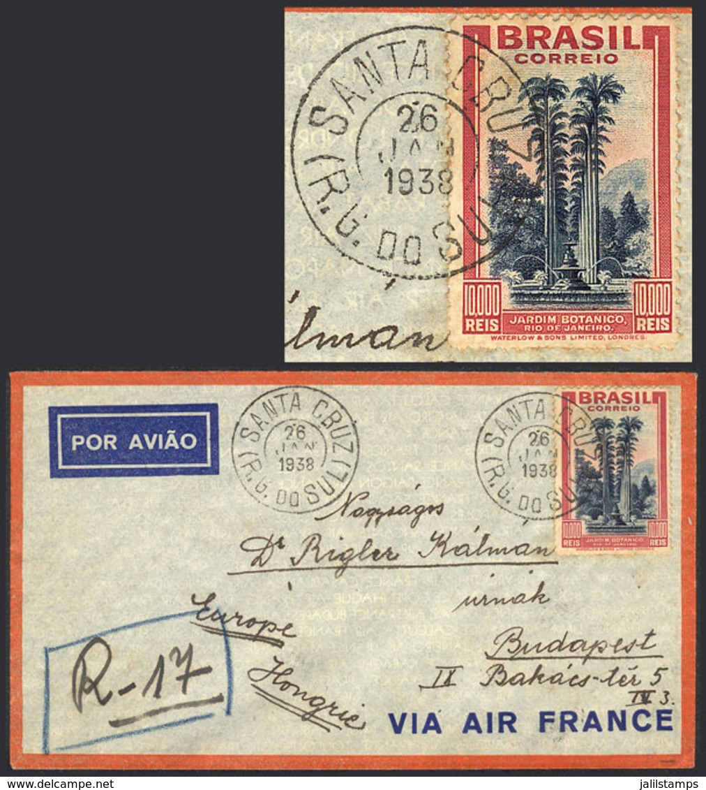 BRAZIL: Cover Franked By RHM.C-124 ALONE, Sent From Santa Cruz To Hungary Via Air France On 26/JA/1938, Transit And Arri - Other & Unclassified