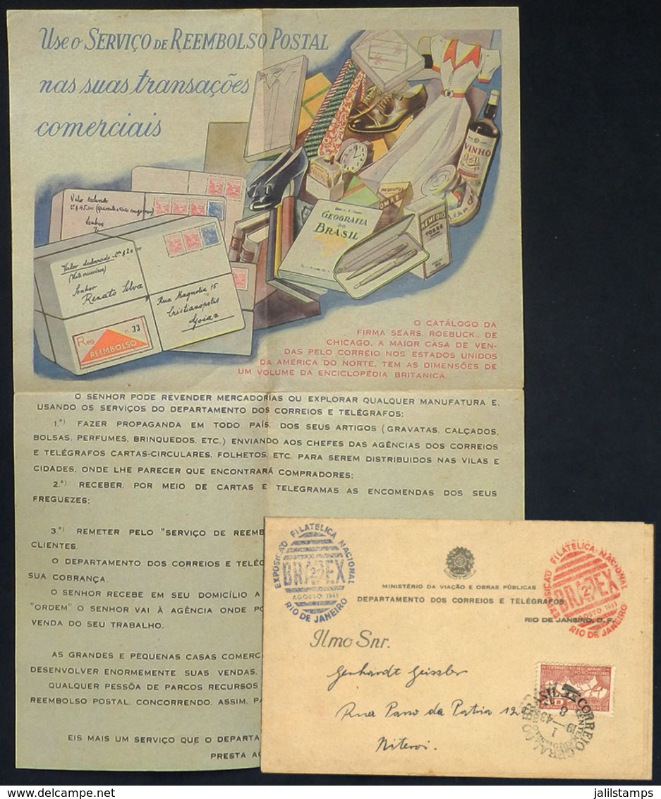 BRAZIL: Postal Leaflet Promoting The Postal COD Service, Sent From Rio To Niteroi On 1/AU/1943, VF! - Other & Unclassified