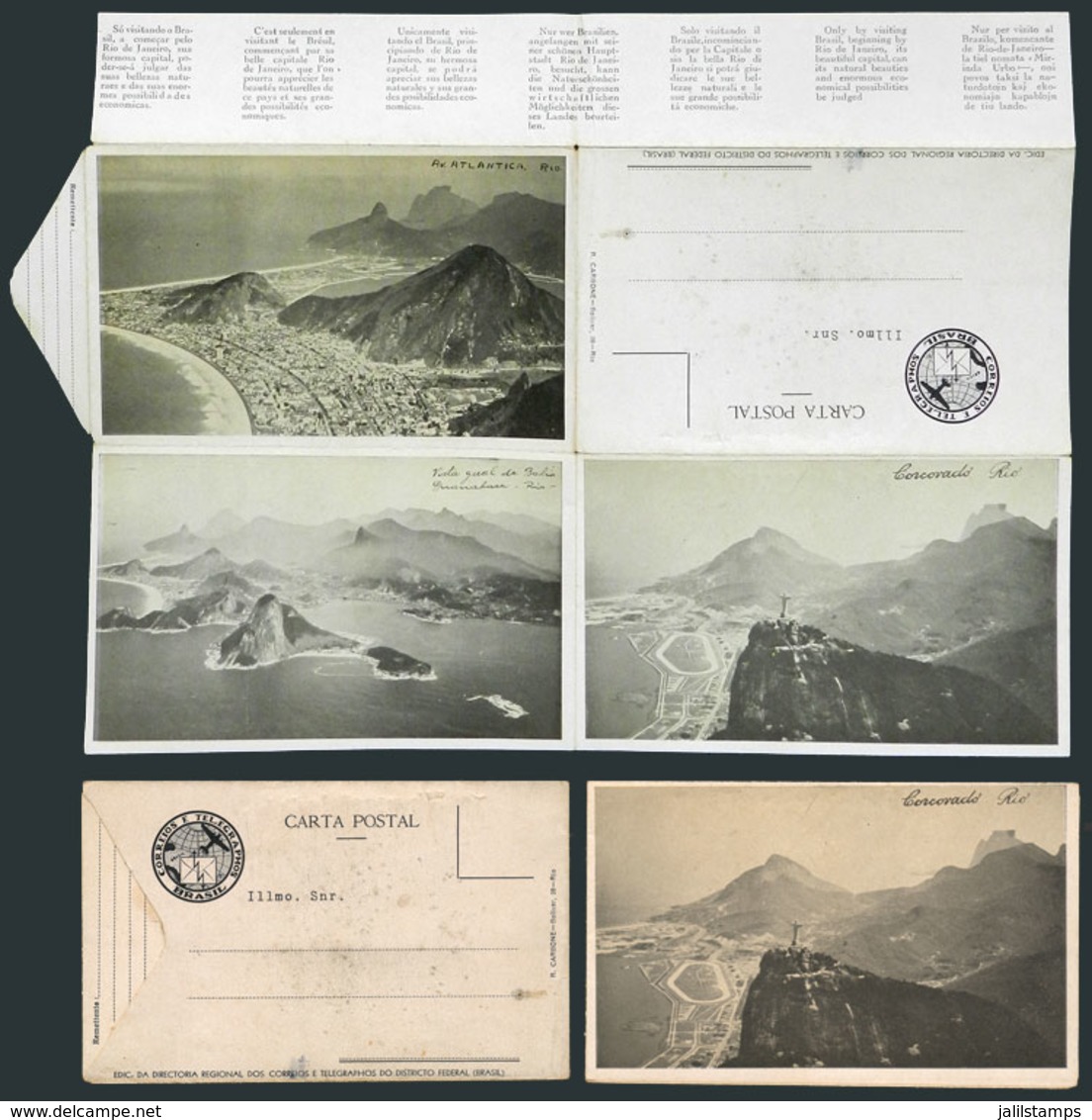 BRAZIL: RIO DE JANEIRO: Folded Postard With 3 Very Nice Views Of The City, Unused, VF Quality - Other & Unclassified