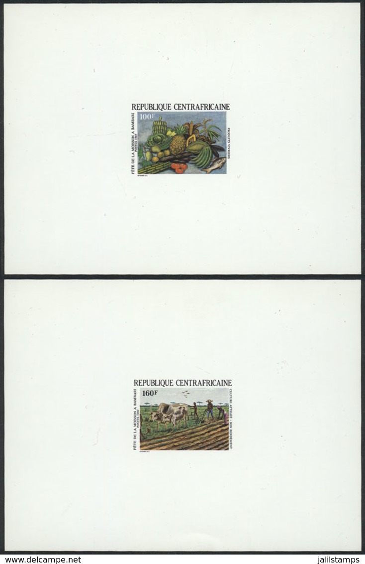 CENTRAL AFRICAN REPUBLIC: Yv.817/8, 1989 Bambari Harvest Festival: Animals, Fruit, Agriculture, Complete Set Of 2 Values - Centraal-Afrikaanse Republiek