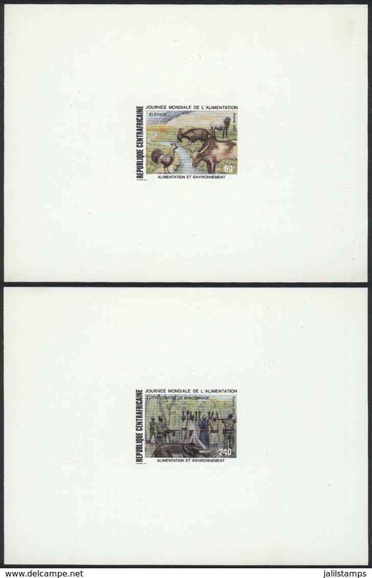 CENTRAL AFRICAN REPUBLIC: Yv.819/820, 1989 World Food Day: Animals, Elephants, Complete Set Of 2 Values, DELUXE PROOFS,  - Centrafricaine (République)