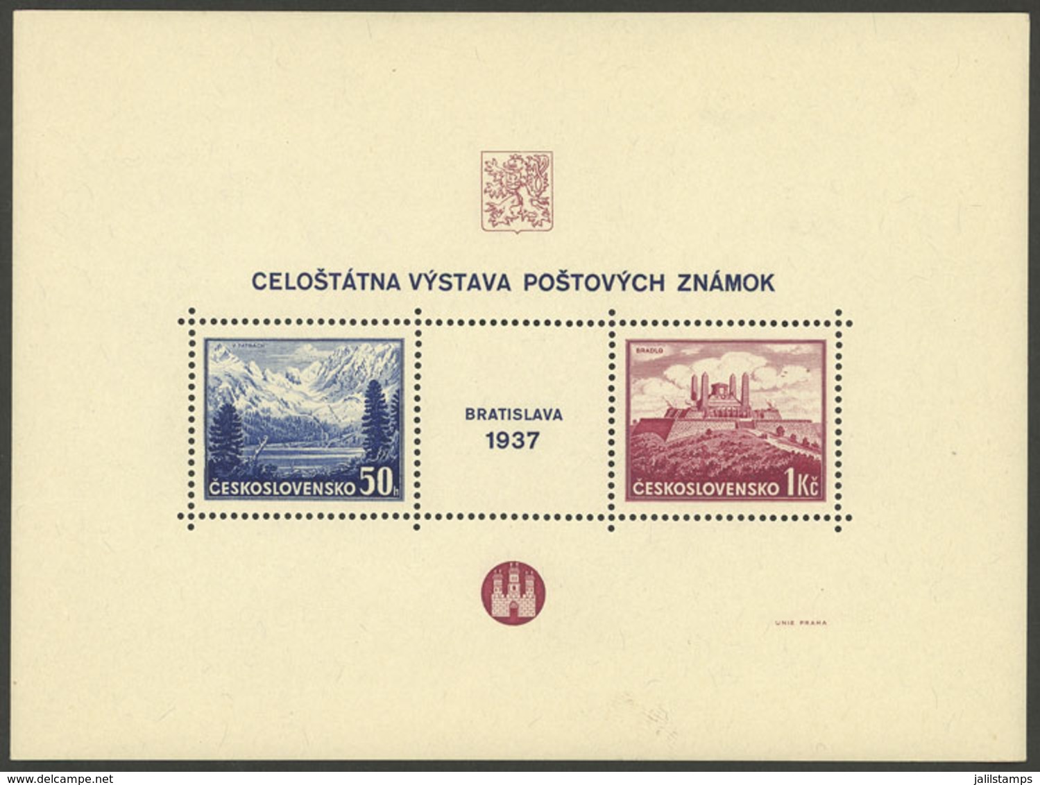 CZECHOSLOVAKIA: Sc.239, 1937 Bratislava Stamp Expo, 20 MNH Souvenir Sheets, VF Quality! - Other & Unclassified