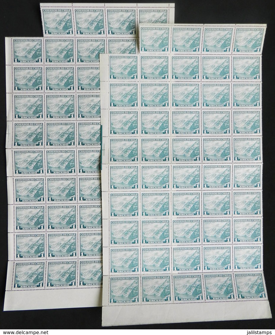 CHILE: Yvert 323, 2 Blocks Of 49 Stamps Each, In VERY DIFFERENT COLORS, Excellent Quality! - Chile