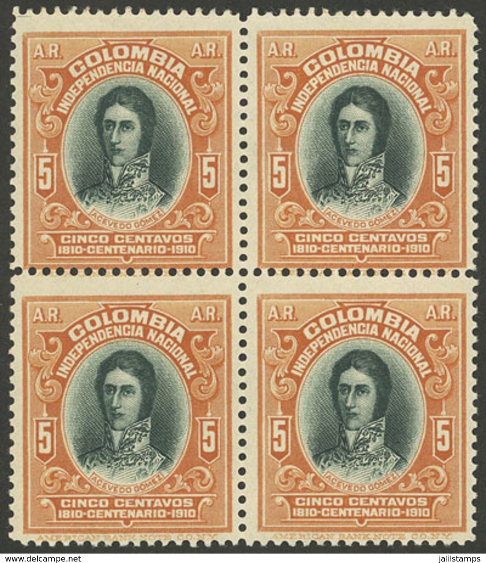 COLOMBIA: Sc.H17, 1917 5c. Superb Mint Block Of 4 (2 MNH), Very Fresh And Attractive! - Colombie