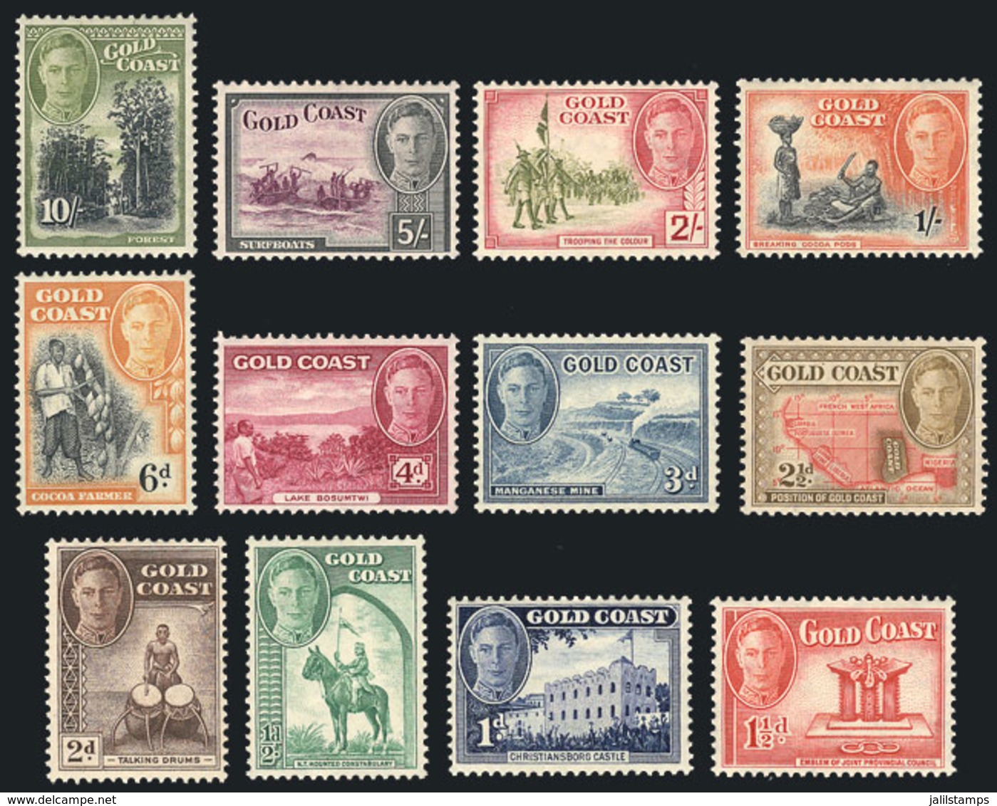 GOLD COAST: Sc.130/141, 1948 Complete Set Of 12 Mint Values, VF Quality! - Costa De Oro (...-1957)