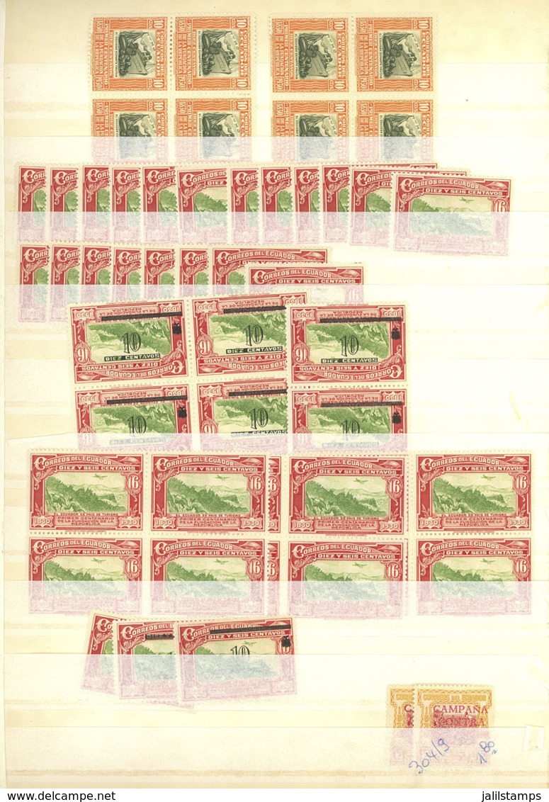 ECUADOR: Interesting Stock Of Many Hundreds Of Stamps (most MNH) In Stockbook, Including Definitives, Airmail And Offici - Ecuador