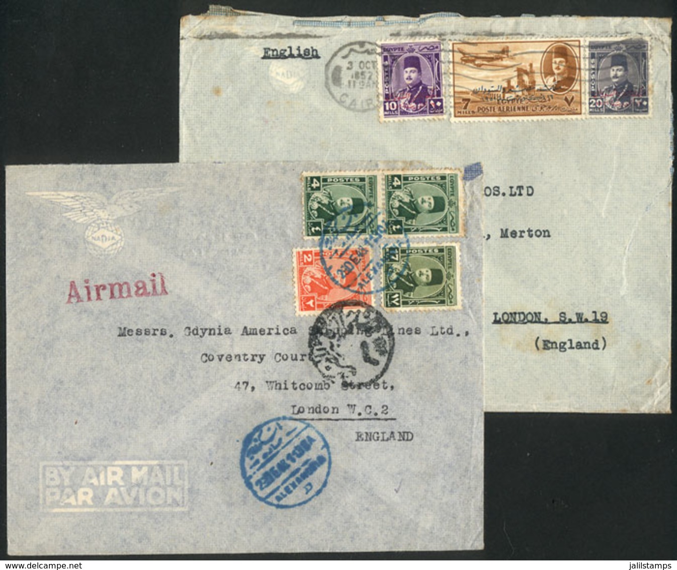 EGYPT: 2 Airmail Covers Sent To England In 1948 And 1952, Interesting! - Other & Unclassified