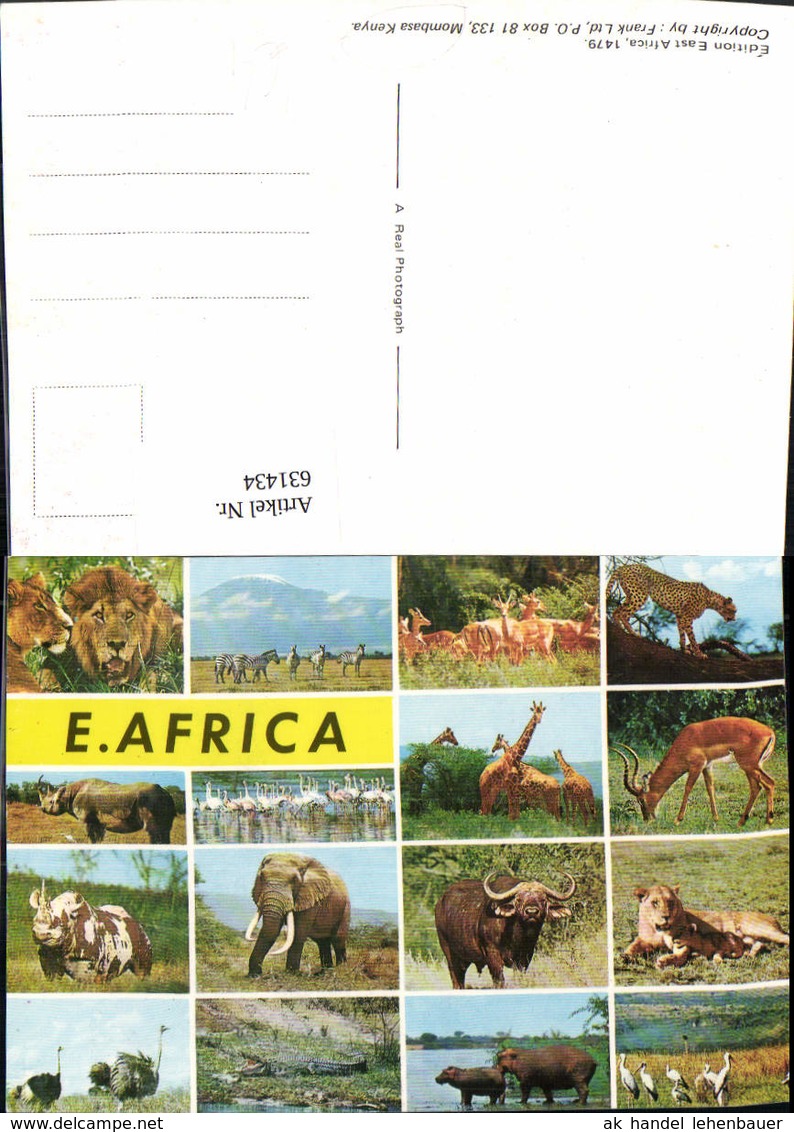 631434,Mehrbild Ak E. Africa L&ouml;wen Zebra Elefant Mombasa Kenya Tiere - Sonstige & Ohne Zuordnung