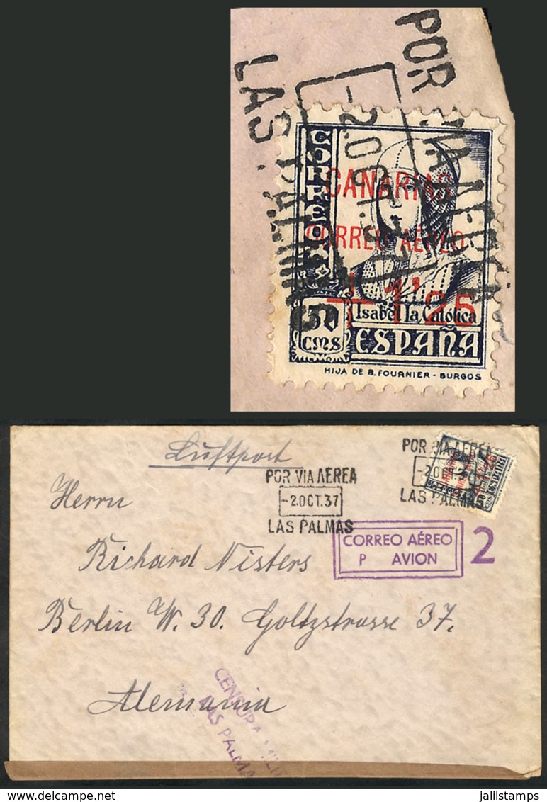 SPAIN: Airmail Cover Franked With Stamp With Local Overprint Of The Canary Islands 50c. + 1.25Pts., Sent From Las Palmas - Otros & Sin Clasificación
