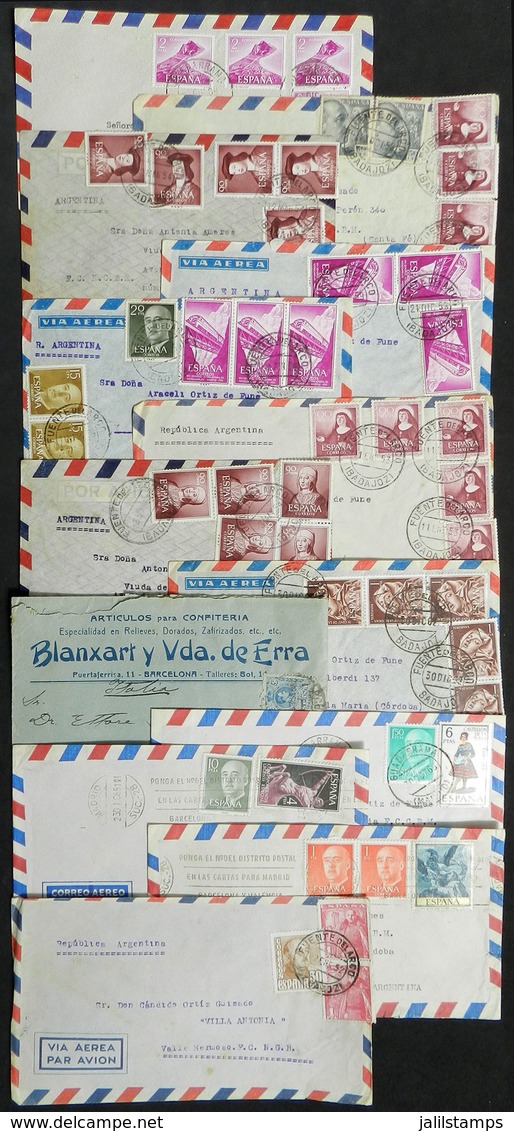 SPAIN: More Than 60 Covers (one Or 2 Are Fronts) Sent To Argentina In Different Periods, VF General Quality, With Very N - Andere & Zonder Classificatie