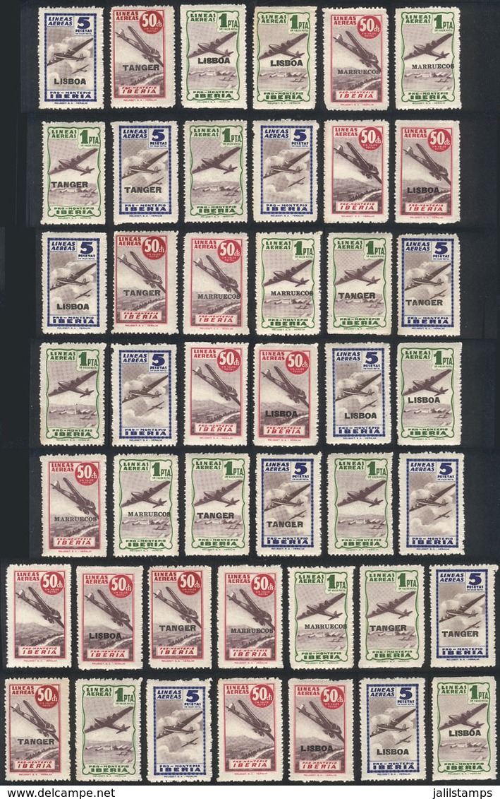 SPAIN: Attractive Lot Of Cinderellas Of IBERIA, Varied Colors And Overprints, MNH And Of Very Fine Quality! - Andere & Zonder Classificatie