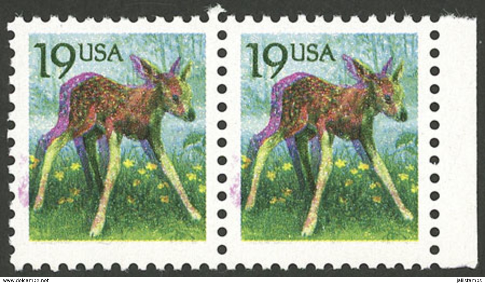 UNITED STATES: Sc.2479, Pair With Notable VARIETY: Very Shifted Colors, Excellent! - Otros & Sin Clasificación