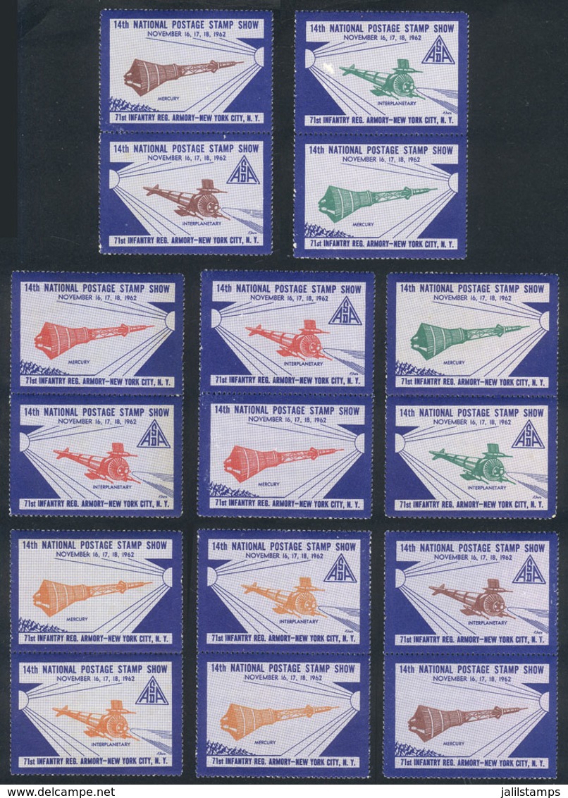 UNITED STATES: 16 Cinderellas Of 1962, ASDA Stamp Show (space Exploration), MNH But Some With Small Staining On Gum, Low - Cinderellas