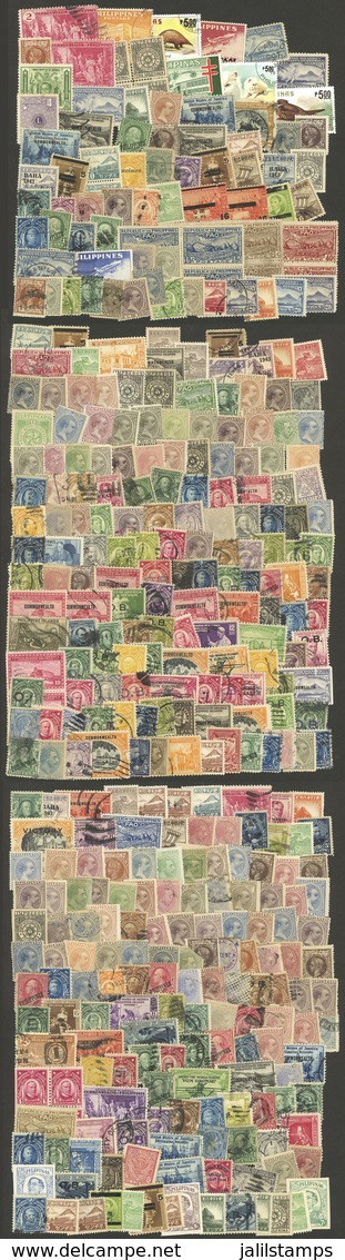 PHILIPPINES: Envelope With Large Number (SEVERAL HUNDREDS) Of Stamps Of Varied Periods, Used Or Mint, The General Qualit - Philippines