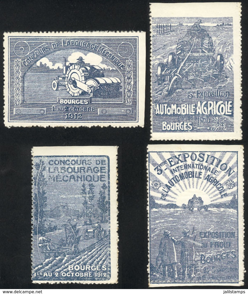 FRANCE: Agricultural Machinery, 4 Cinderellas Of The Year 1912, VF And Rare! - Vignetten (Erinnophilie)