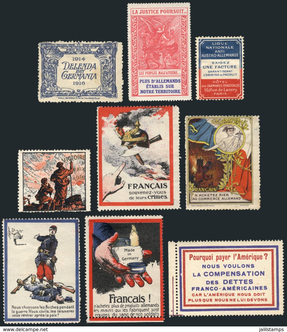 FRANCE: 9 Old Patriotic Cinderellas, Very Colorful And Interesting Group! - Cinderellas