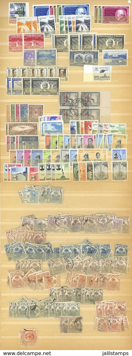 HAITI: Somewhat Disorganized Stock Of Stamps In Stockbook, With MANY HUNDREDS Of Stamps Of All Periods, Thematic Sets An - Haïti