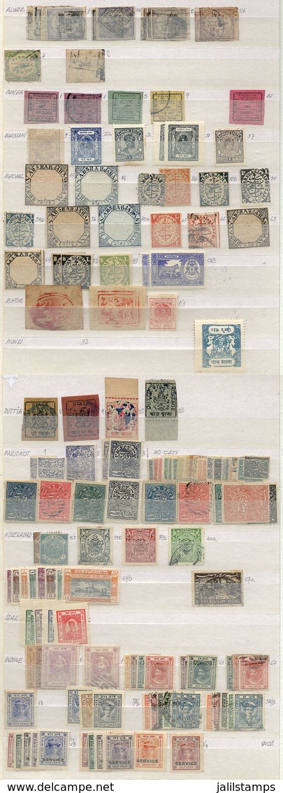 INDIA + STATES: Very Attractive Lot Of Old Stamps Including Many Examples Of Indian States, Used Or Mint, Very Fine Gene - Sonstige & Ohne Zuordnung