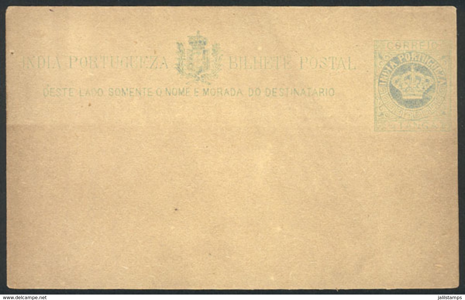 PORTUGUESE INDIA: ¼t. Postal Card Printed In 1882, Apparently A PROOF, Interesting! - India Portoghese