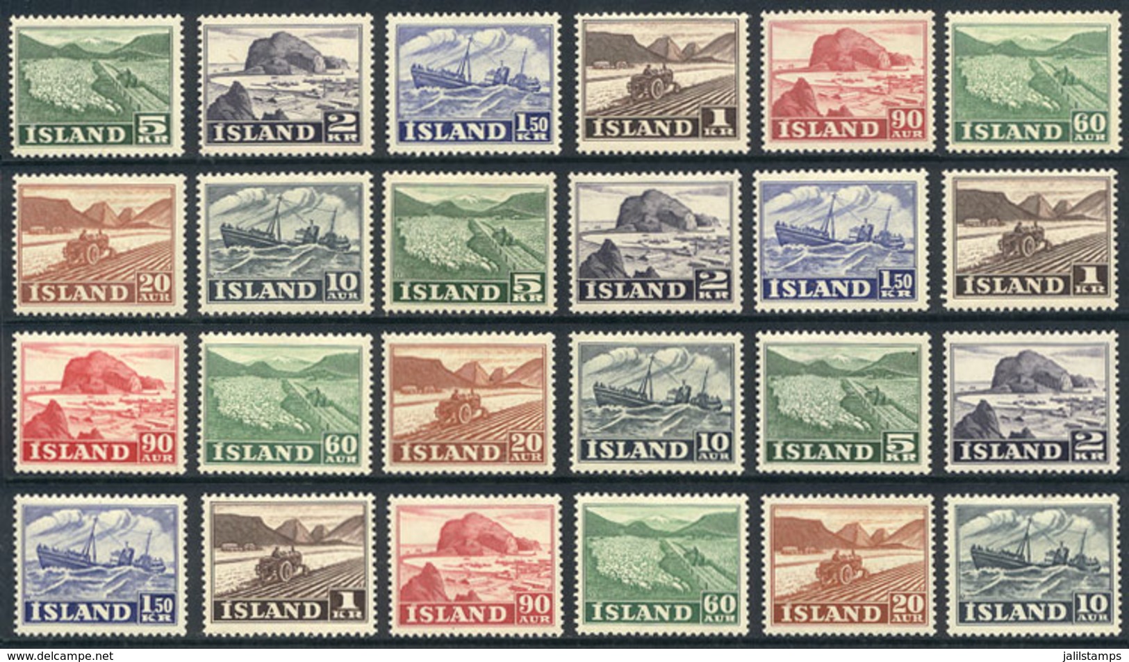 ICELAND: Sc.258/9 + 261 + 263/4 + 266/8, 1950 Definitives, The 8 Values Issued That Year (other 4 Were Issued Later), 3  - Autres & Non Classés