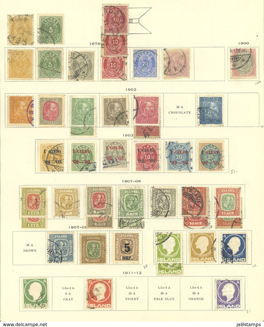 ICELAND: Lot Of Varied Stamps On Pages Of An Old Collection, Fine To VF General Quality, Good Opportunity At Low Start!  - Sonstige & Ohne Zuordnung