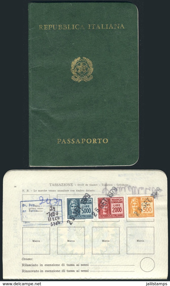 ITALY: 3 Interesting Revenue Stamps On A Modern Passport (year 1979), VF Quality! - Non Classés