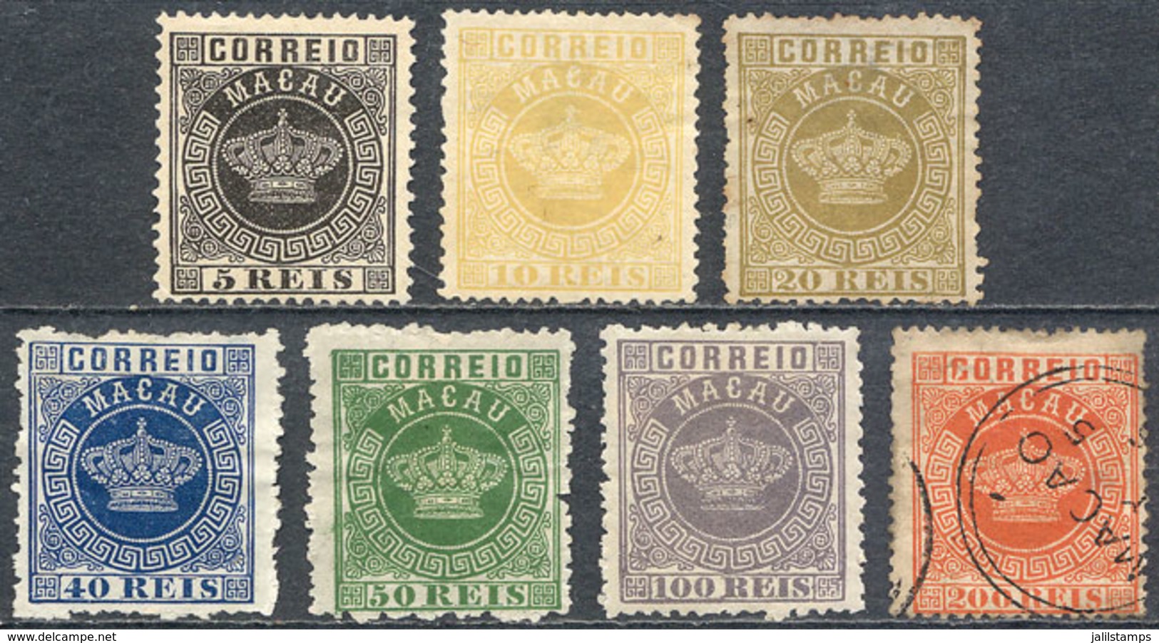 MACAU: Sc.1a + Other Values, 1884/5 7 Values Of The Set (incl. Perforations 13½ And 12½), Most Unused And Without Gum, F - Other & Unclassified