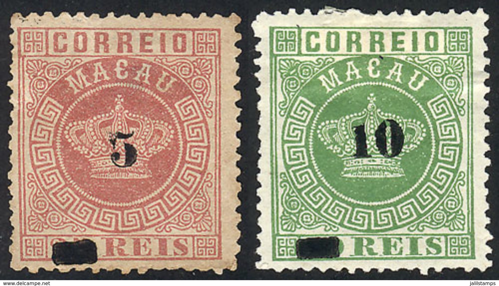 MACAU: Sc.22/23, 1885 Cmpl. Set Of 2 Overprinted Values, Tiny Defects On Back, Very Good Fronts, Catalog Value US$65. - Autres & Non Classés