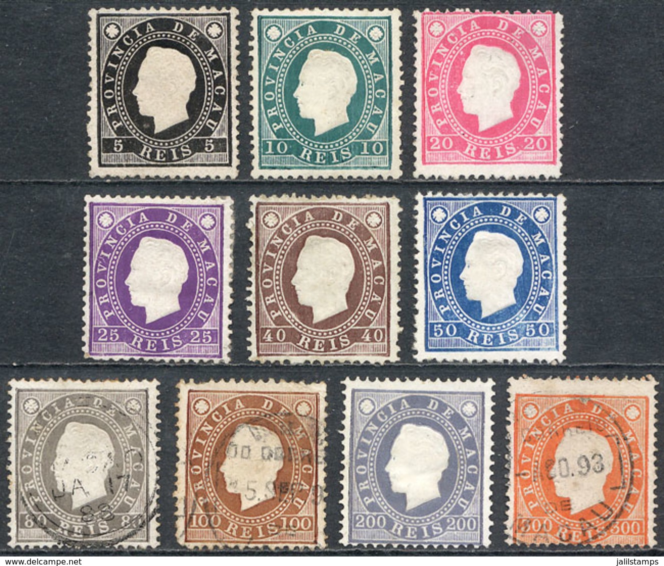 MACAU: Sc.35/44, 1888 Cmpl. Set Of 10 Values, Most Mint No Gum, 3 Used, Fine To VF Quality, Catalog Value US$380+ - Other & Unclassified