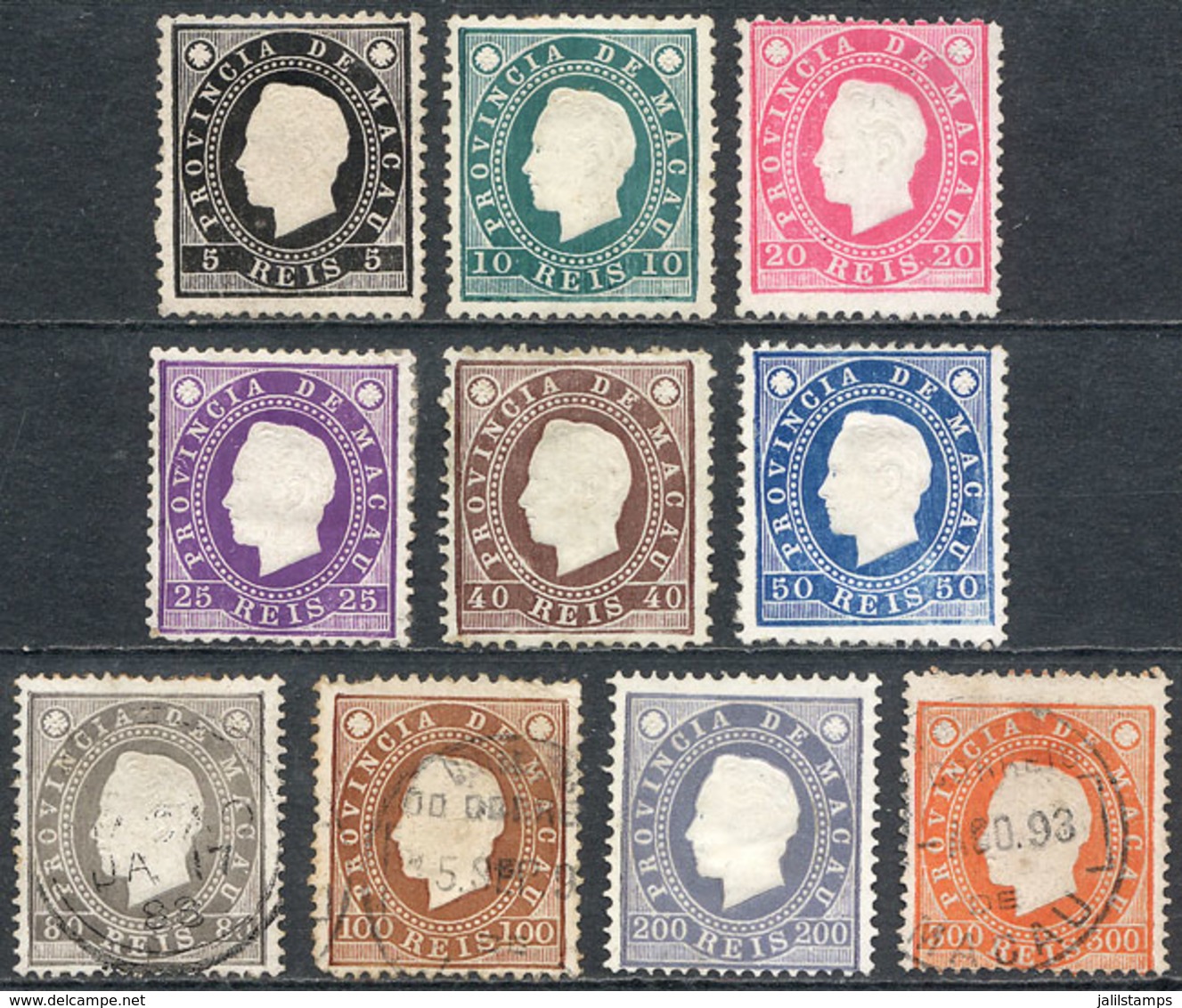 MACAU: Sc.35/44, 1888 Cmpl. Set Of 10 Values, Most Mint No Gum, 3 Used, Fine To VF Quality, Catalog Value US$380+ - Andere & Zonder Classificatie