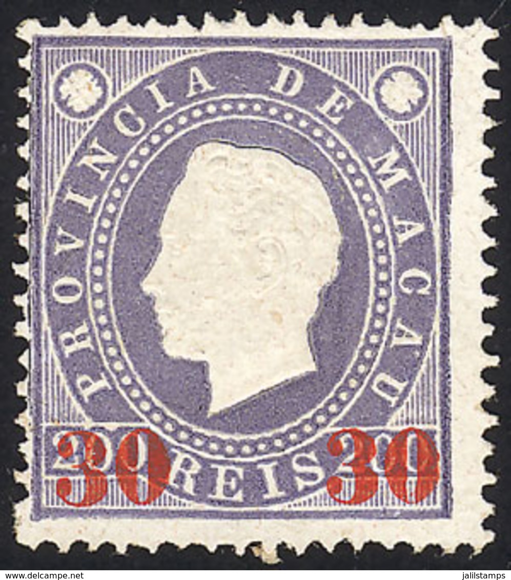 MACAU: Sc.45, 1892 Provisional Of 30Rs., Issued Without Gum, VF Quality, Catalog Value US$70. - Sonstige & Ohne Zuordnung