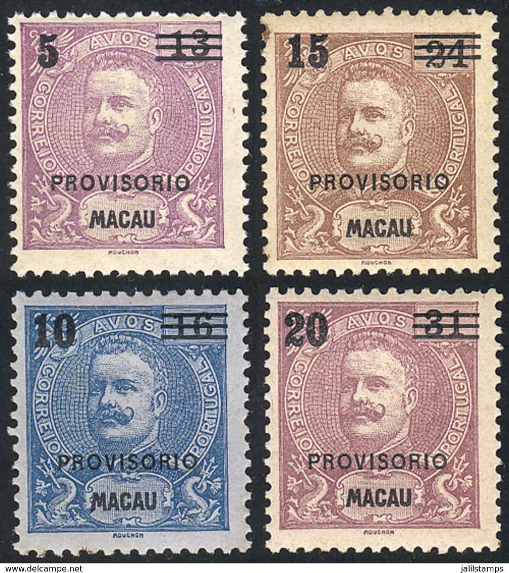MACAU: Sc.104/107, 1900 Cmpl. Set Of 4 Overprinted Values, Mint Original Gum (some Disturbance), Fine To VF Quality, Cat - Autres & Non Classés