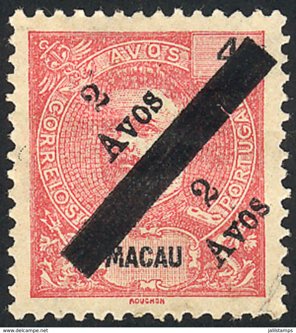 MACAU: Sc.159a, 1911 Provisional Of 2a On 4a, Black Overprint, Complete Stamp, VF Quality, Catalog Value US$180. - Autres & Non Classés