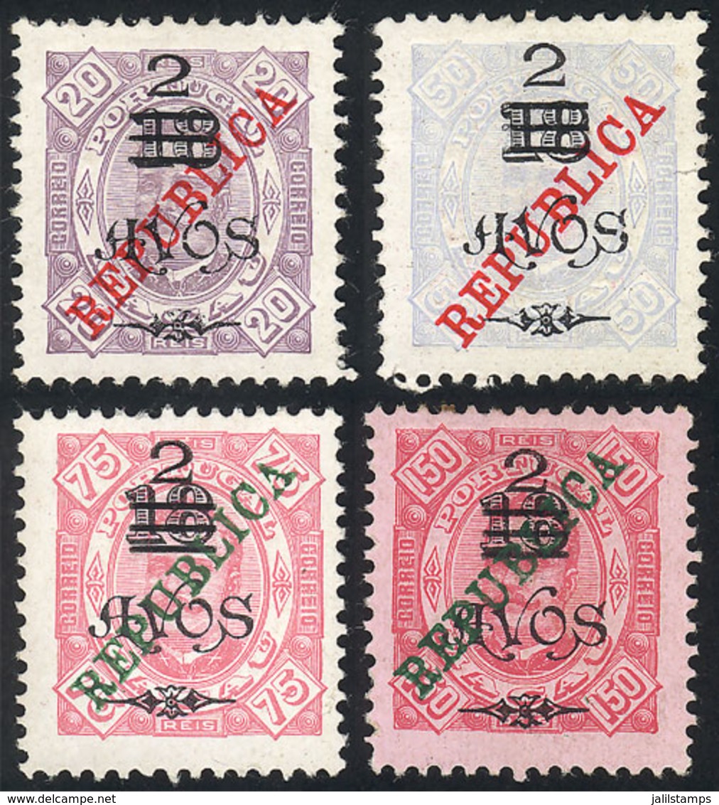 MACAU: Sc.183/186, 1913 Cmpl. Set Of 4 Overprinted Values, Mint No Gum (as Issued), VF Quality (the Low Value With Minor - Sonstige & Ohne Zuordnung