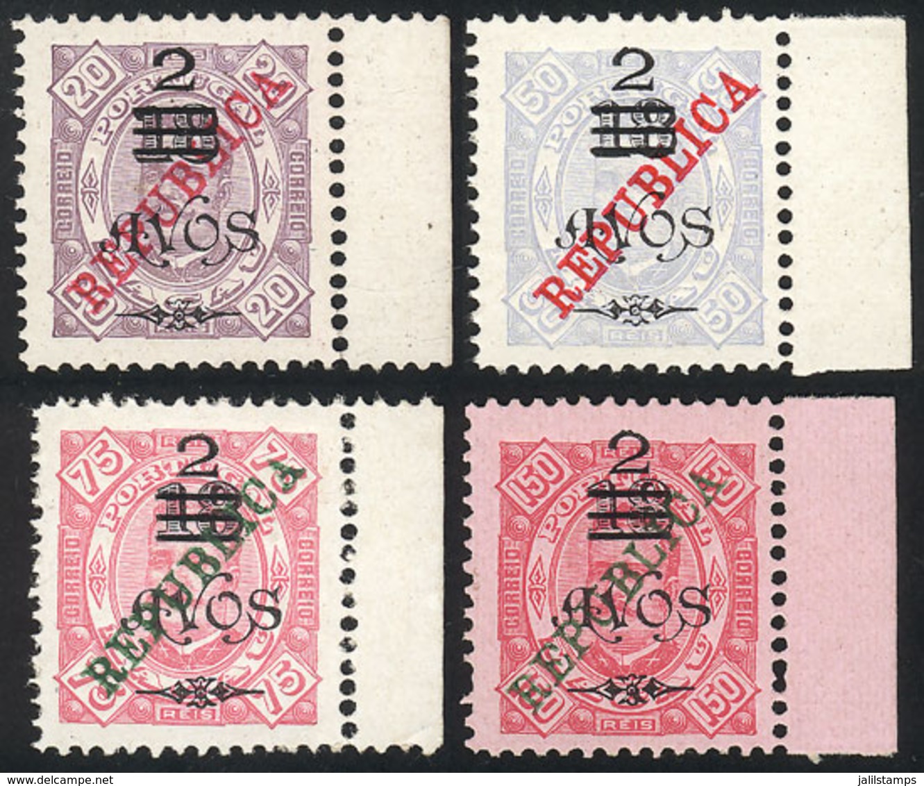 MACAU: Sc.183/186, 1913 Cmpl. Set Of 4 Overprinted Values, Mint No Gum (as Issued), With Sheet Margin, VF Quality! - Autres & Non Classés