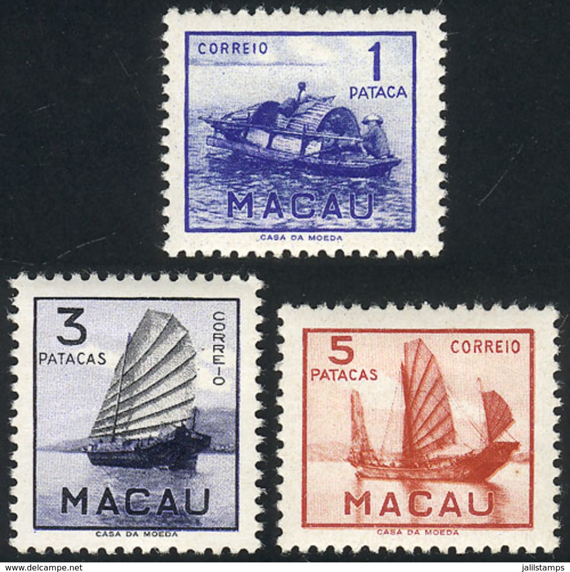 MACAU: Sc.361/363, 1951 Ships, Cmpl. Set Of 3 Values, Mint Lightly Hinged, The Gum Lightly Crystallized, Fine Quality, V - Autres & Non Classés