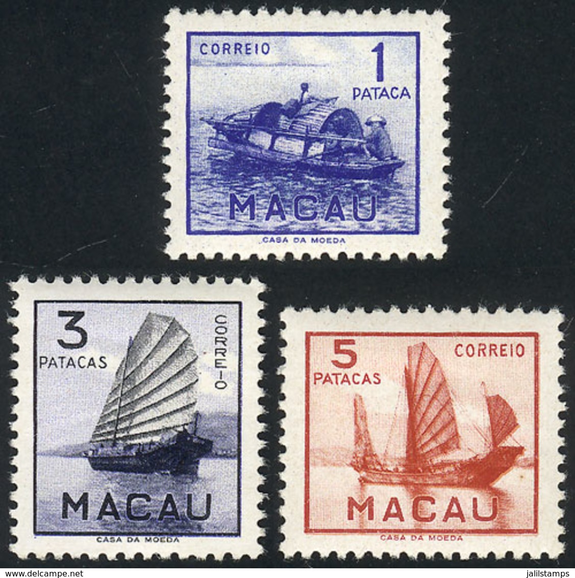 MACAU: Sc.361/363, 1951 Ships, Cmpl. Set Of 3 Values, Mint Lightly Hinged, The Gum Lightly Crystallized, Fine Quality, V - Andere & Zonder Classificatie