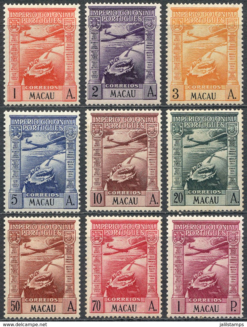 MACAU: Sc.C7/C15, 1938 Cmpl. Set Of 9 Values, Mint Lightly Hinged, VF Quality, Catalog Value US$108+ - Autres & Non Classés