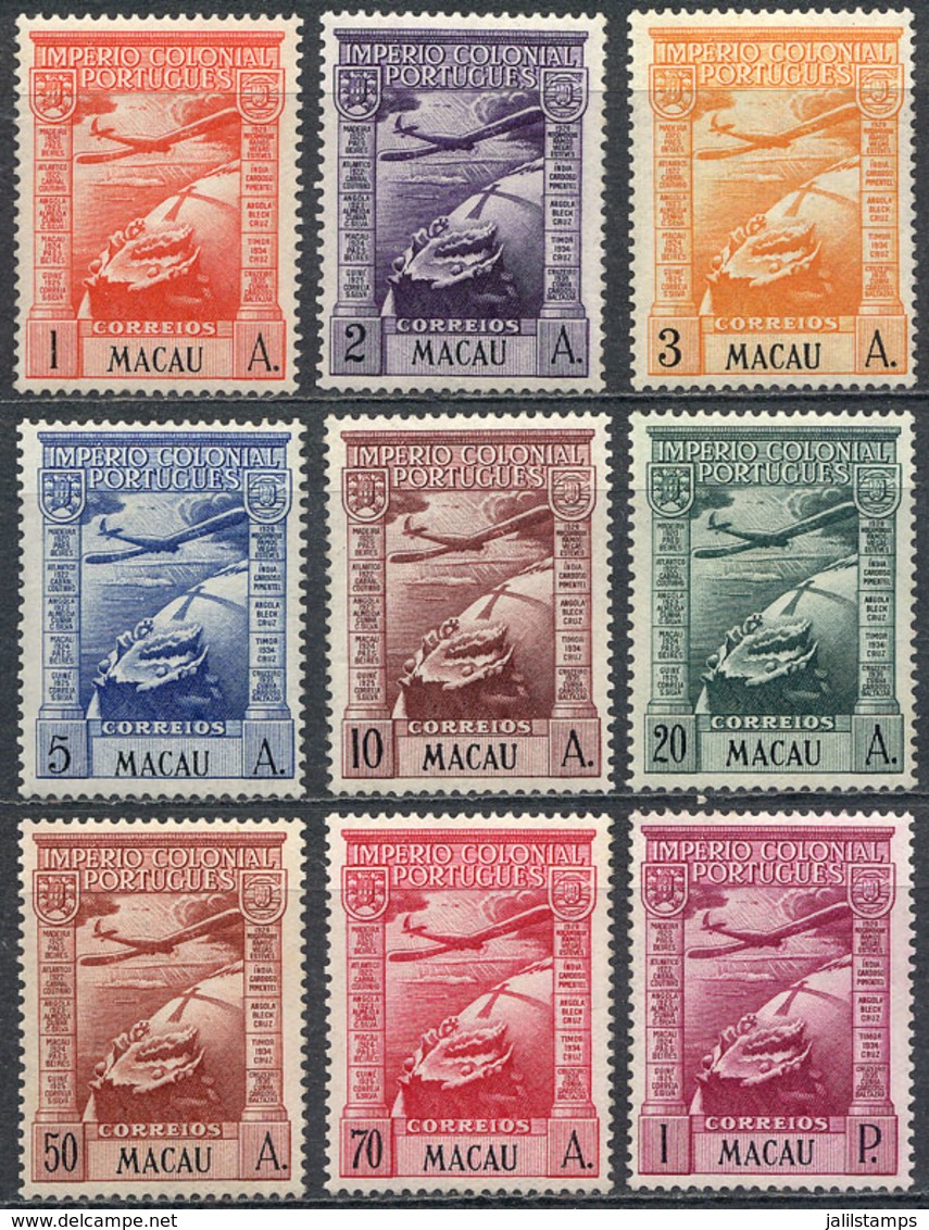 MACAU: Sc.C7/C15, 1938 Cmpl. Set Of 9 Values, MNH, Excellent Quality, Catalog Value US$108+ - Other & Unclassified