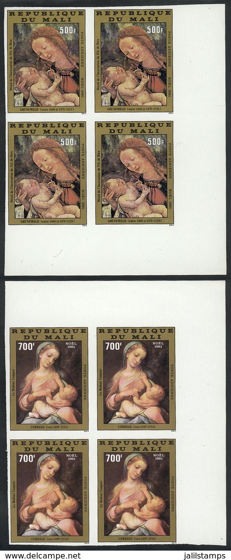 MALI: Yv.434/5, 1981 Christmas (paintings), Complete Set Of 2 Values, IMPERFORATE BLOCKS OF 4, Excellent Quality! - Mali (1959-...)