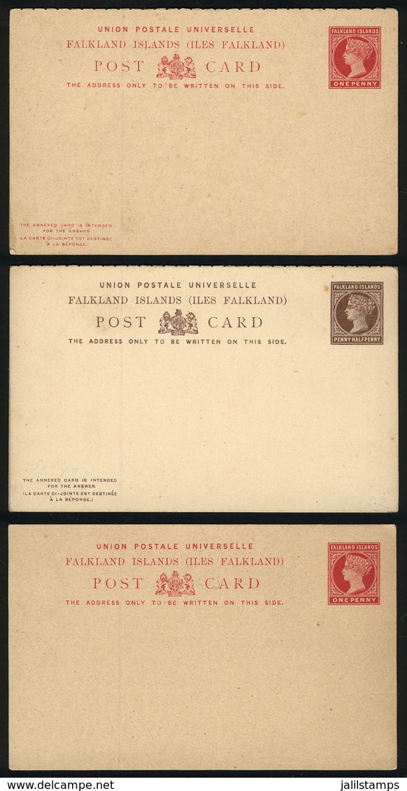 FALKLAND ISLANDS/MALVINAS: 3 Unused Old Postal Cards, 2 Are Double, Excellent Quality! - Falkland