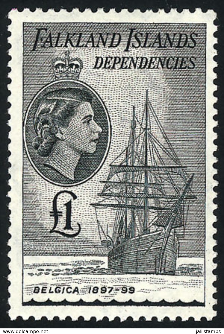 FALKLAND ISLANDS/MALVINAS - DEPENDENCIES: Sc.1L33, 1954 Ship 1£, High Value Of The Set, VF Quality, Catalog Value US$87+ - Falkland Islands