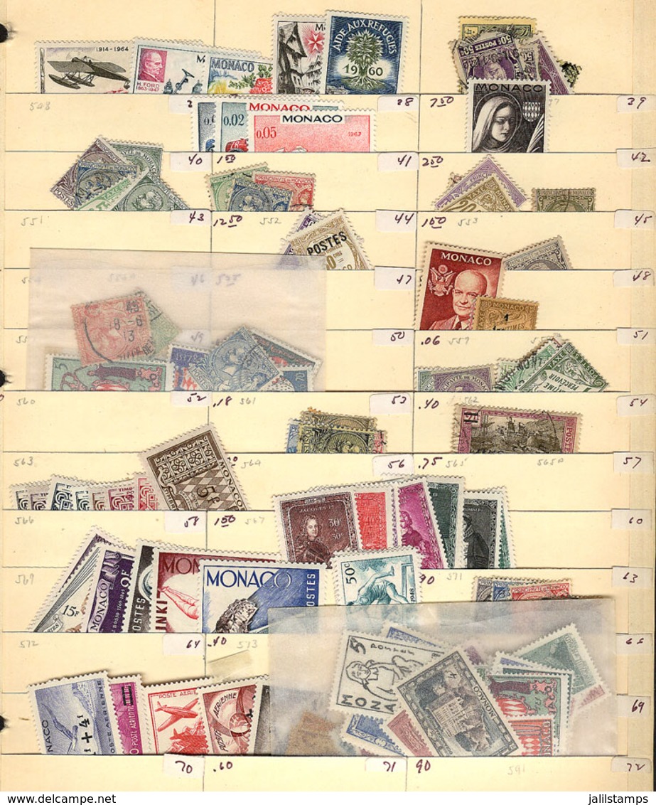 MONACO + WORLDWIDE: Lot Of Stamps Of Varied Countries On 6 Stock Pages, Used Or Mint, Very Fine General Quality! ATTENTI - Other & Unclassified