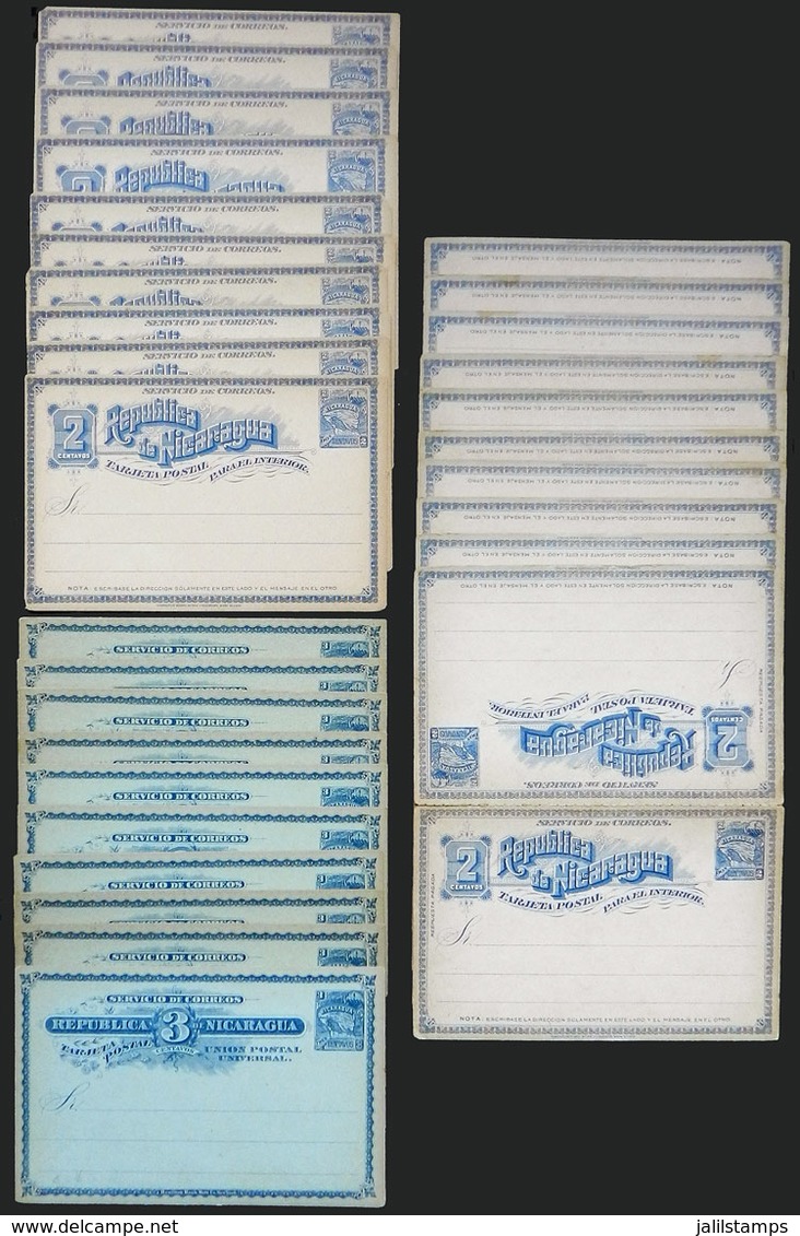 NICARAGUA: 70 Old Postal Stationeries (cards), 7 Different Formats (10 Examples Of Each), Very Thematic: Ships, Ports, M - Nicaragua