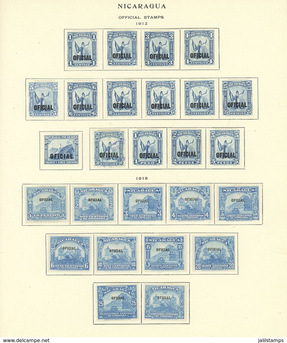 NICARAGUA: OFFICIAL, Postage Due And Telegraph Stamps: Old Collection On Pages With Mostly Mint Stamps, Including Some V - Nicaragua