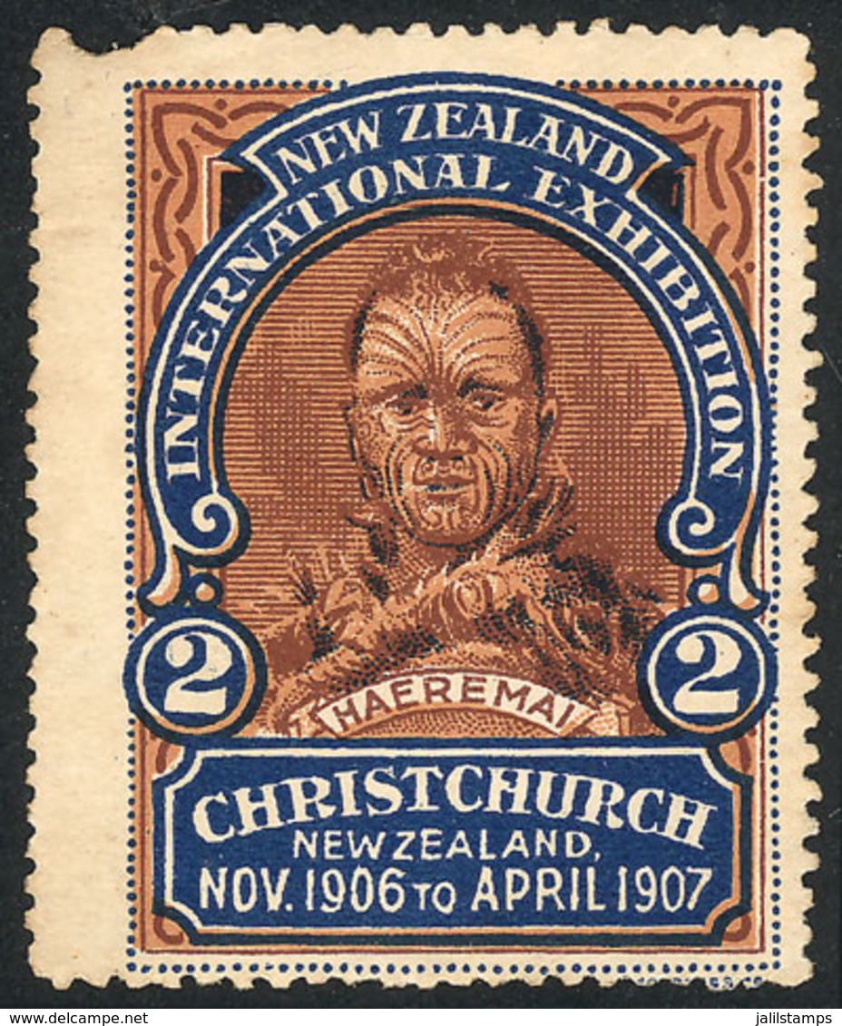 NEW ZEALAND: 1907 Christchurch International Exhibition, Mint Without Gum, With Minor Defect At Top Left, With Image Of  - Vignetten (Erinnophilie)